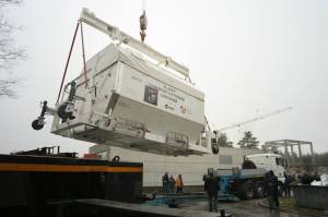Planck being loaded onto the truck